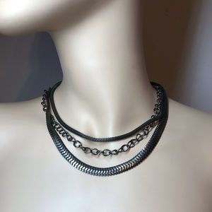 Multi strand Gunmetal Necklace
